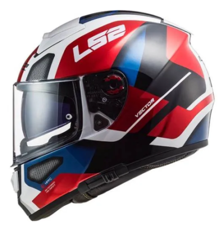 Capacete LS2 Vector FF397 Evo Automat - Branco/Vermelho/Azul (Tri-composto)