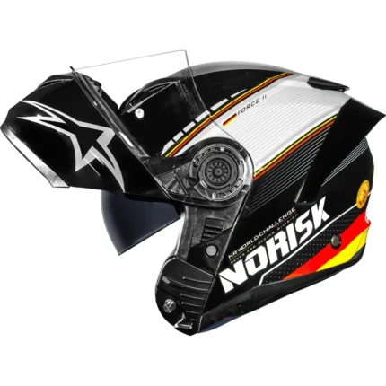 Capacete Norisk Force 2 Grand Prix Alemanha - Preto/Branco (Articulado)